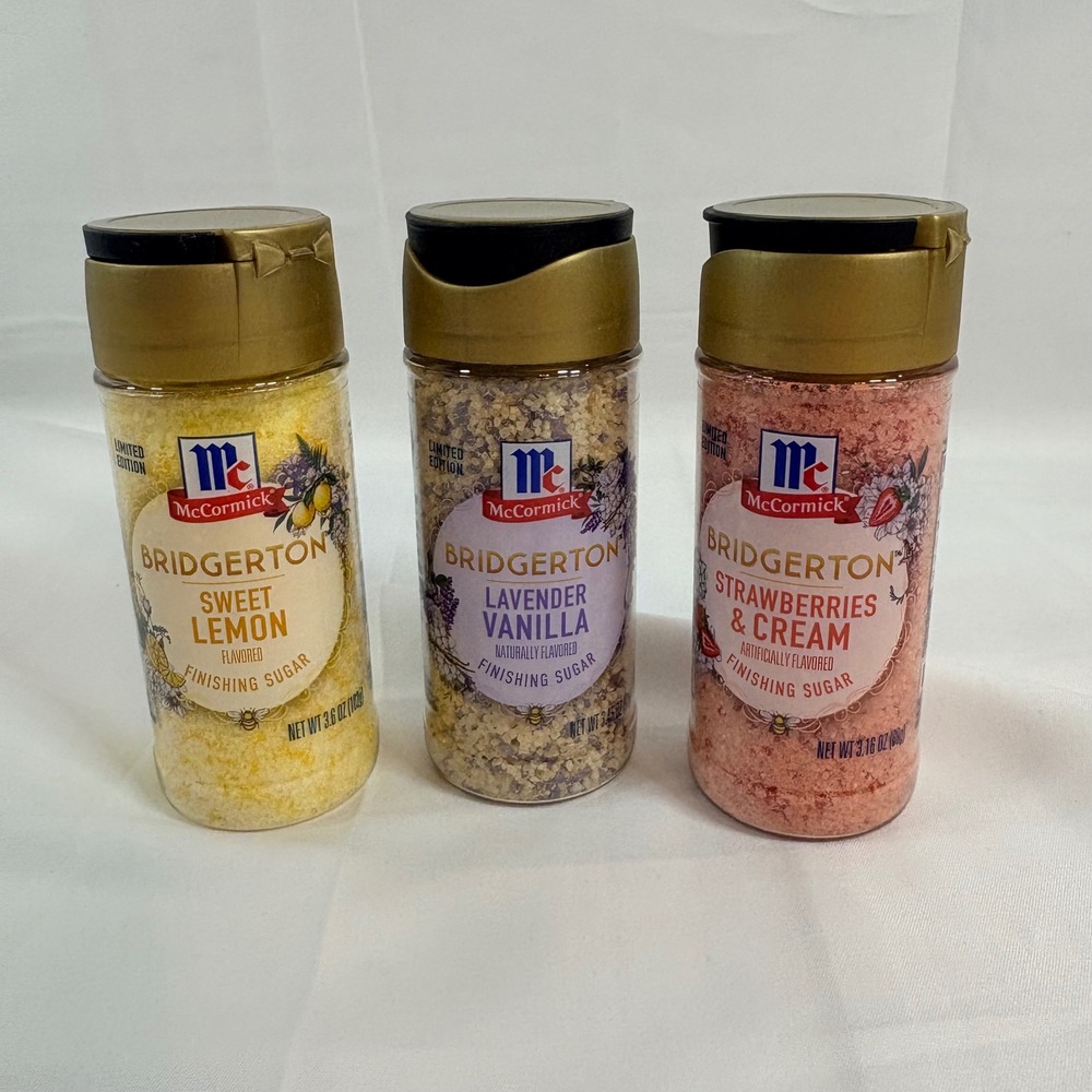NEW McCormick Bridgerton Finishing Sugar Set Lemon Lavender Strawberry 3 PK RARE